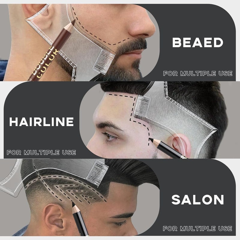 Noerrors Barber Pencil for Lineup Magic Hairline Enhancement Beard Guide Shaping Pencils for Design Razor Trace Black Brown Barber Chalk Pencils Set with Sharpener Ruler Brush for Men - Image 5